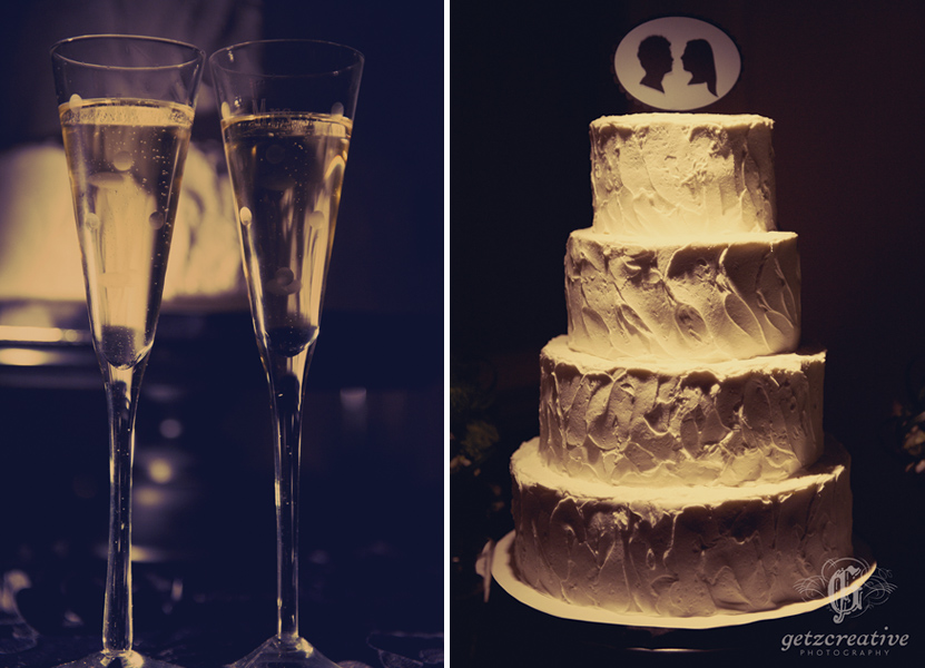 champagne and wedding cake detail cliffs at glassy - wedding photography